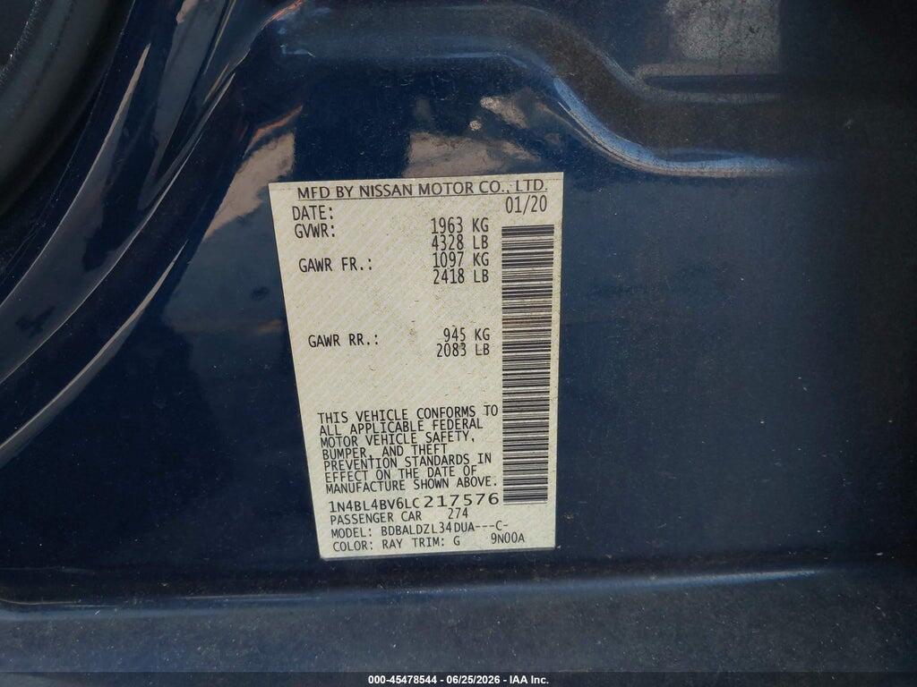 1N4BL4BV6LC217576 2020 NISSAN ALTIMA photo no. 9
