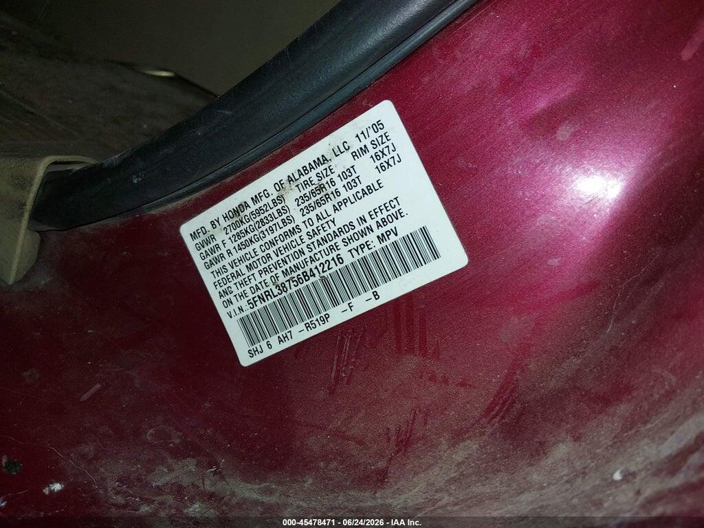 5FNRL38756B412216 2006 HONDA ODYSSEY photo no. 9