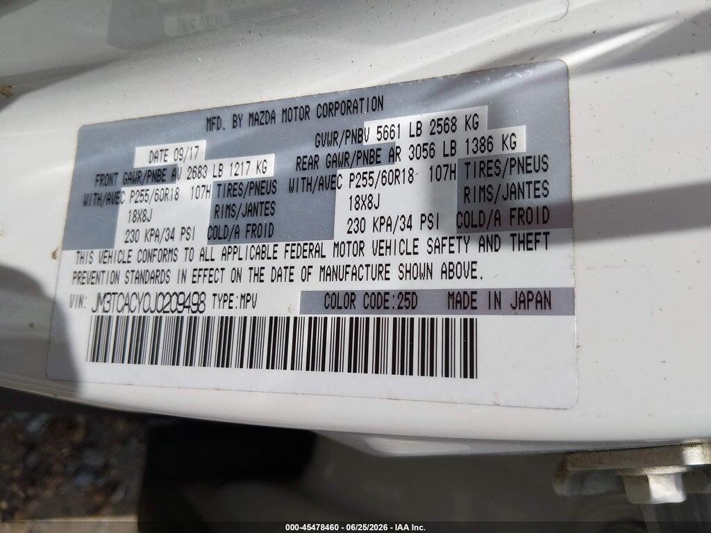 JM3TCACY0J0209498 2018 MAZDA CX-9 photo no. 9