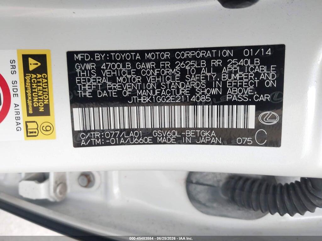 JTHBK1GG2E2114085 2014 LEXUS ES 350 photo no. 9