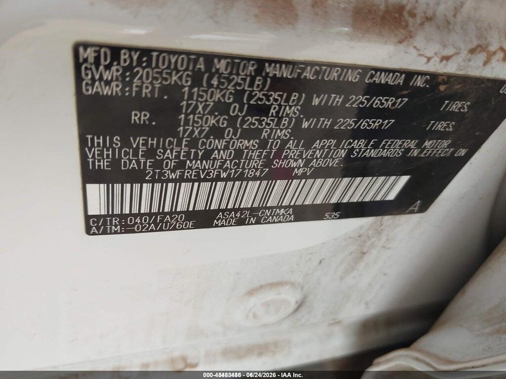 2T3WFREV3FW171847 2015 TOYOTA RAV4 photo no. 9