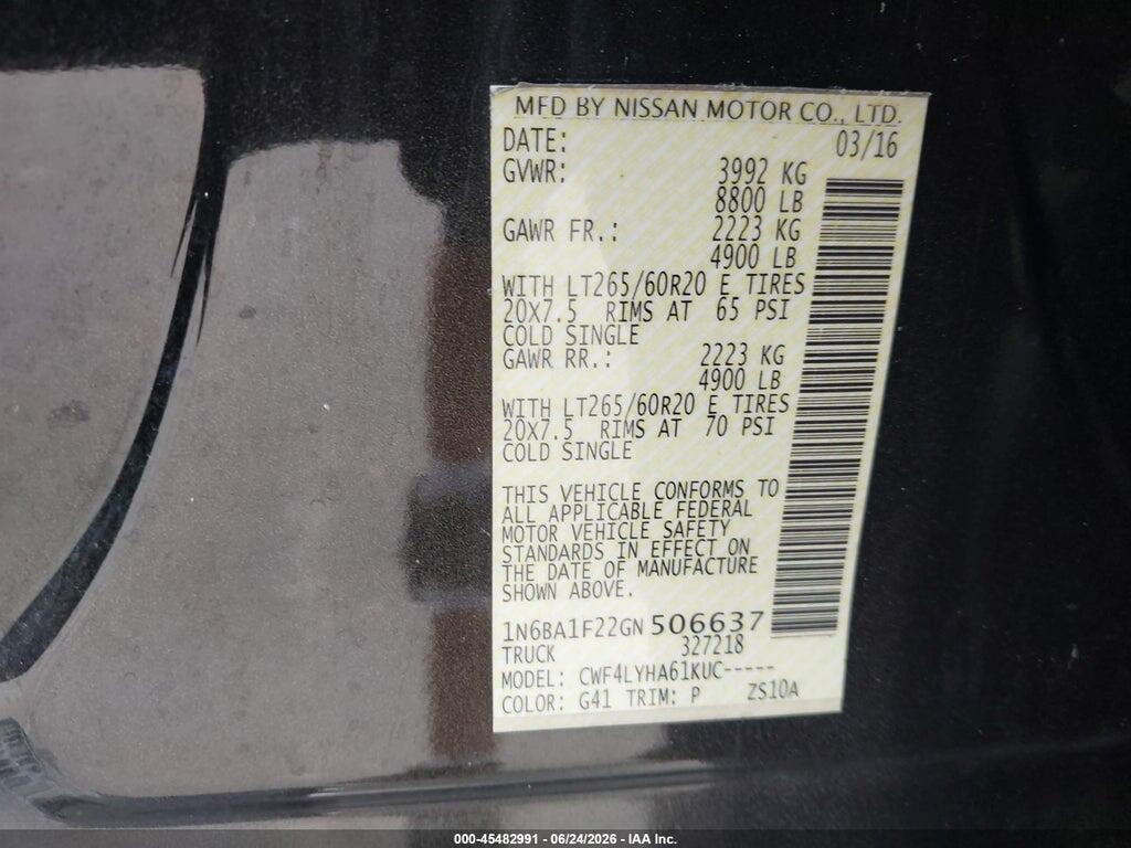 1N6BA1F22GN506637 2016 NISSAN TITAN XD photo no. 9