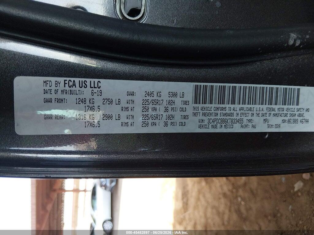 3C4PDCBB6KT833455 2019 DODGE JOURNEY photo no. 9