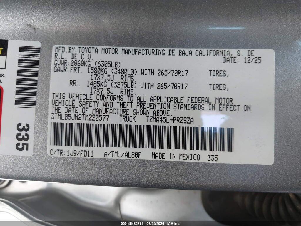 3TMLB5JN2TM220577 2026 TOYOTA TACOMA photo no. 9