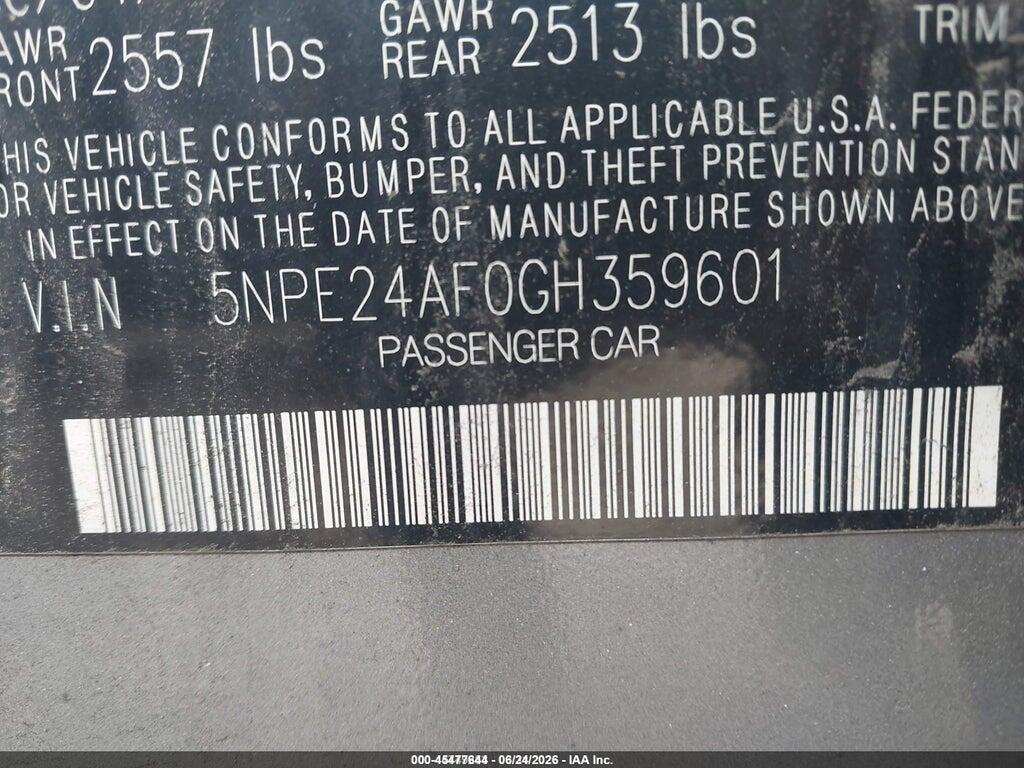 5NPE24AF0GH359601 2016 HYUNDAI SONATA photo no. 9