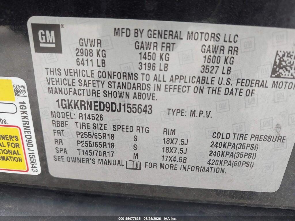 1GKKRNED9DJ155643 2013 GMC ACADIA photo no. 9