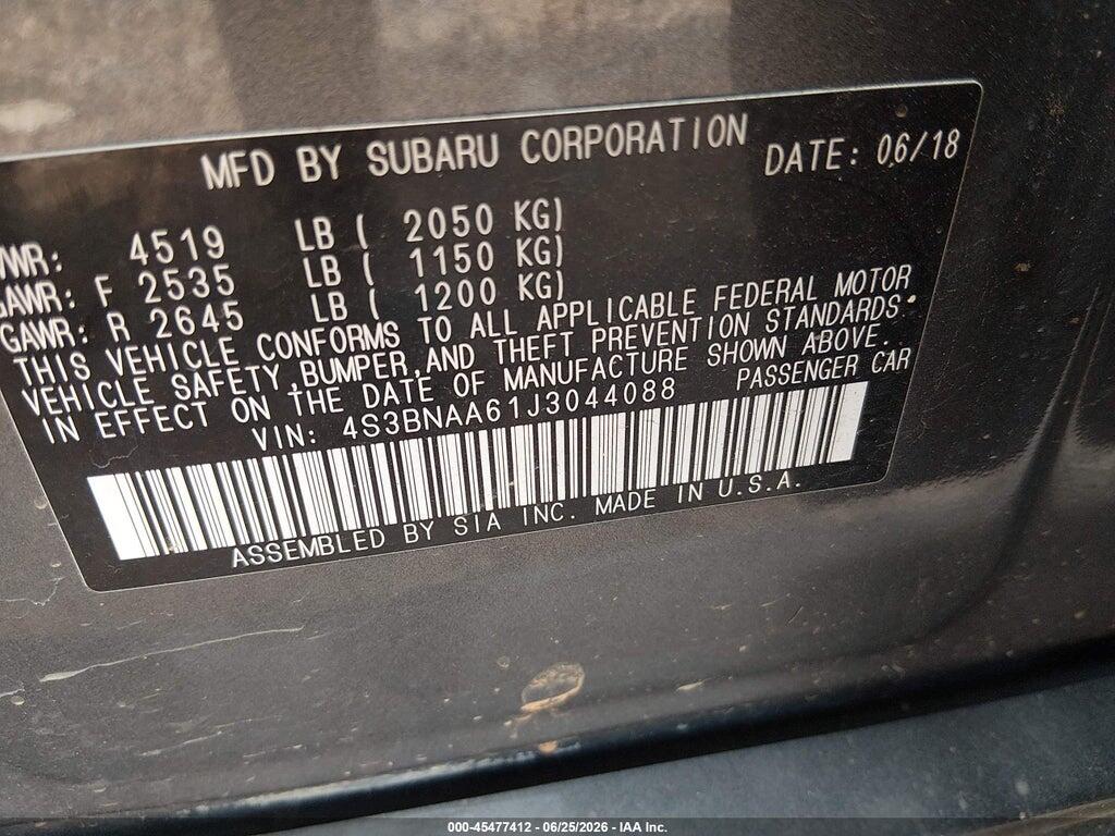 4S3BNAA61J3044088 2018 SUBARU LEGACY photo no. 9