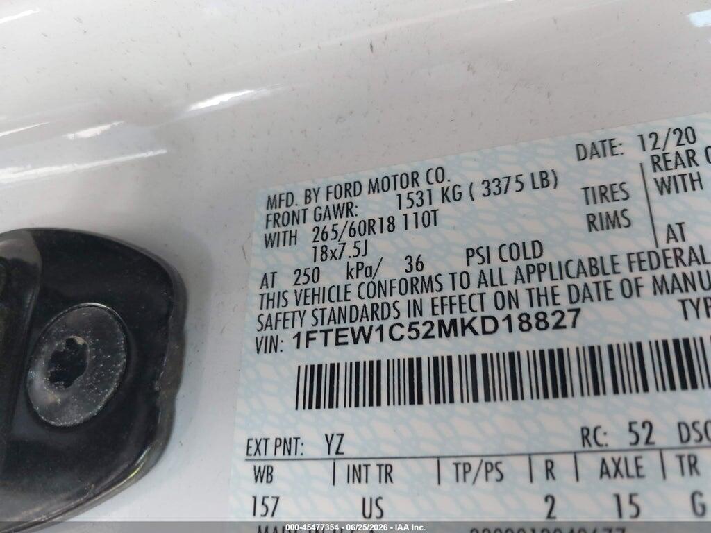 1FTEW1C52MKD18827 2021 FORD F-150 photo no. 9
