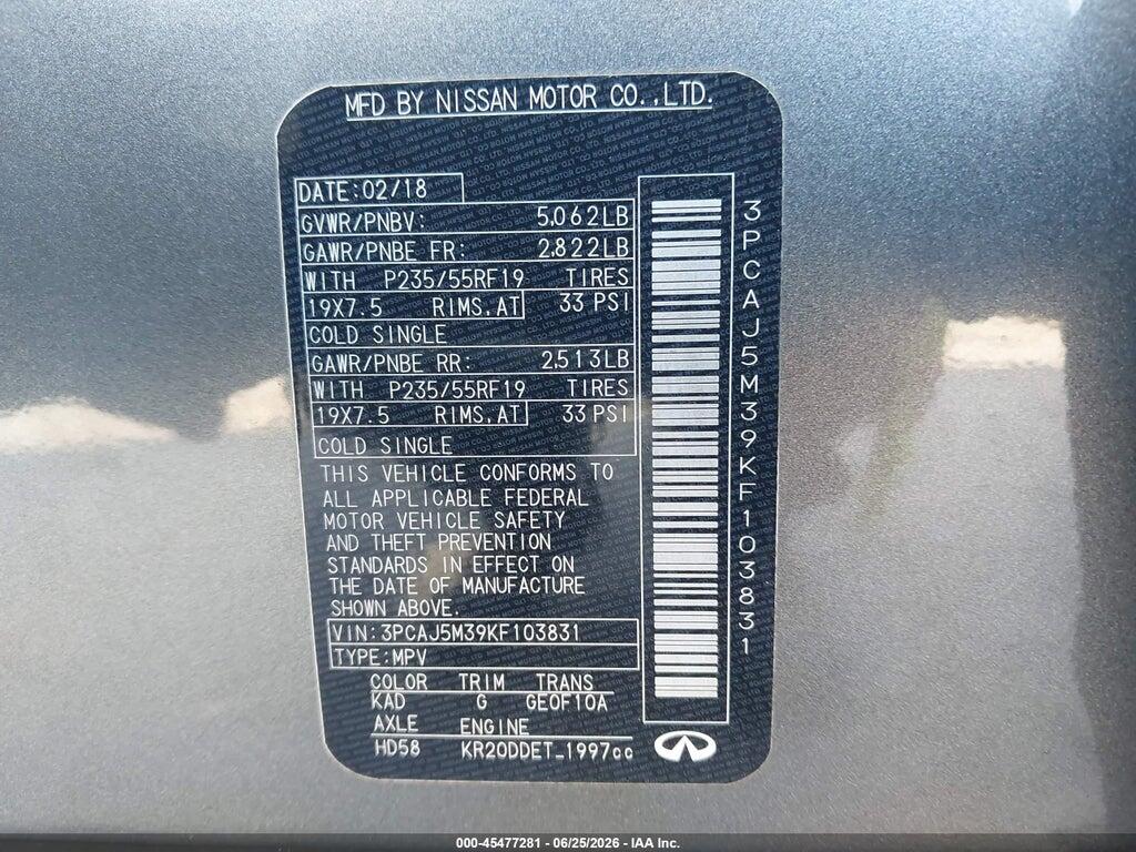3PCAJ5M39KF103831 2019 INFINITI QX50 photo no. 9
