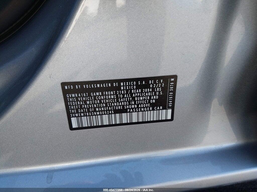 3VWEM7BU3NM005245 2022 VOLKSWAGEN JETTA photo no. 9