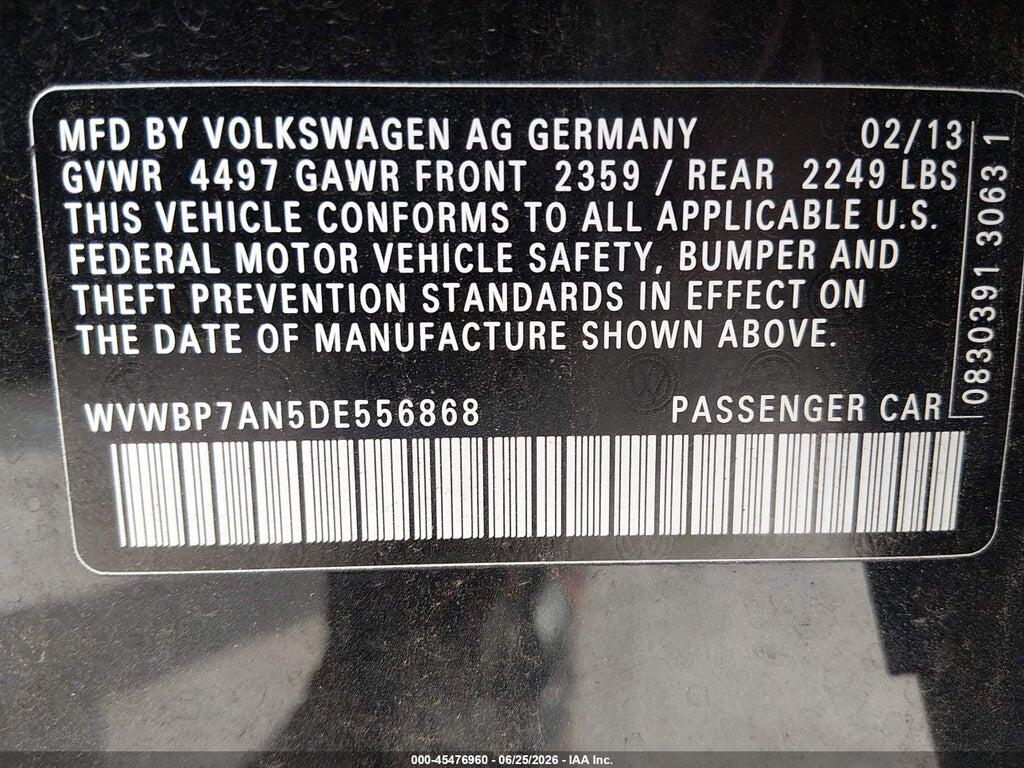 WVWBP7AN5DE556868 2013 VOLKSWAGEN CC photo no. 9