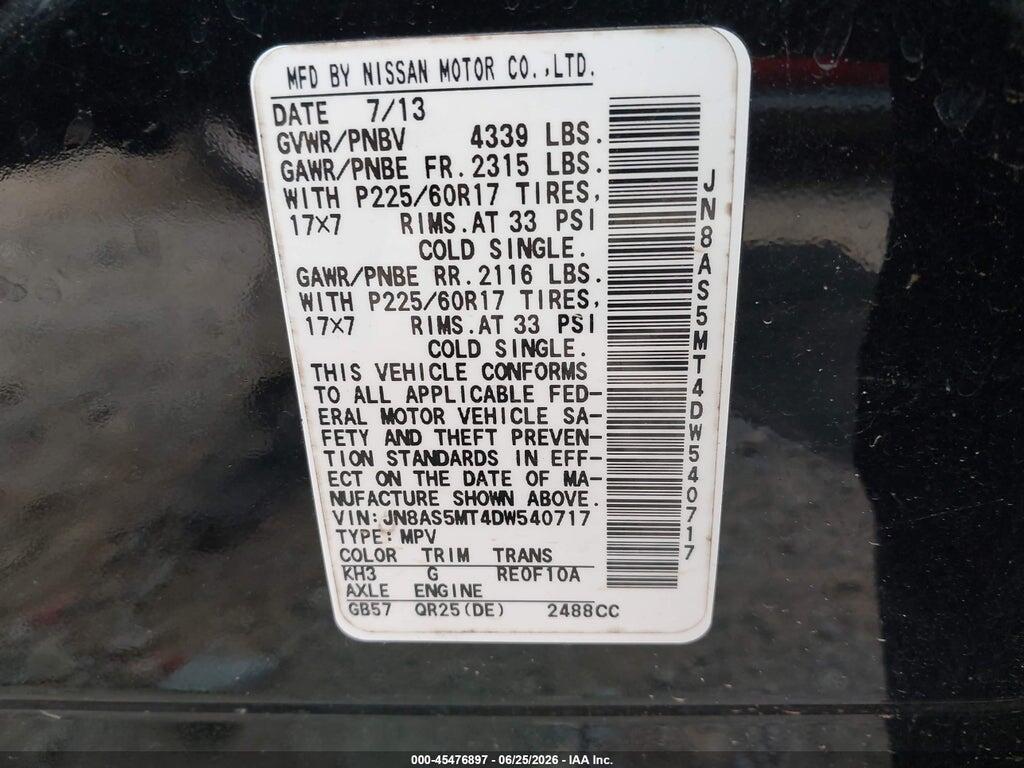 JN8AS5MT4DW540717 2013 NISSAN ROGUE photo no. 9