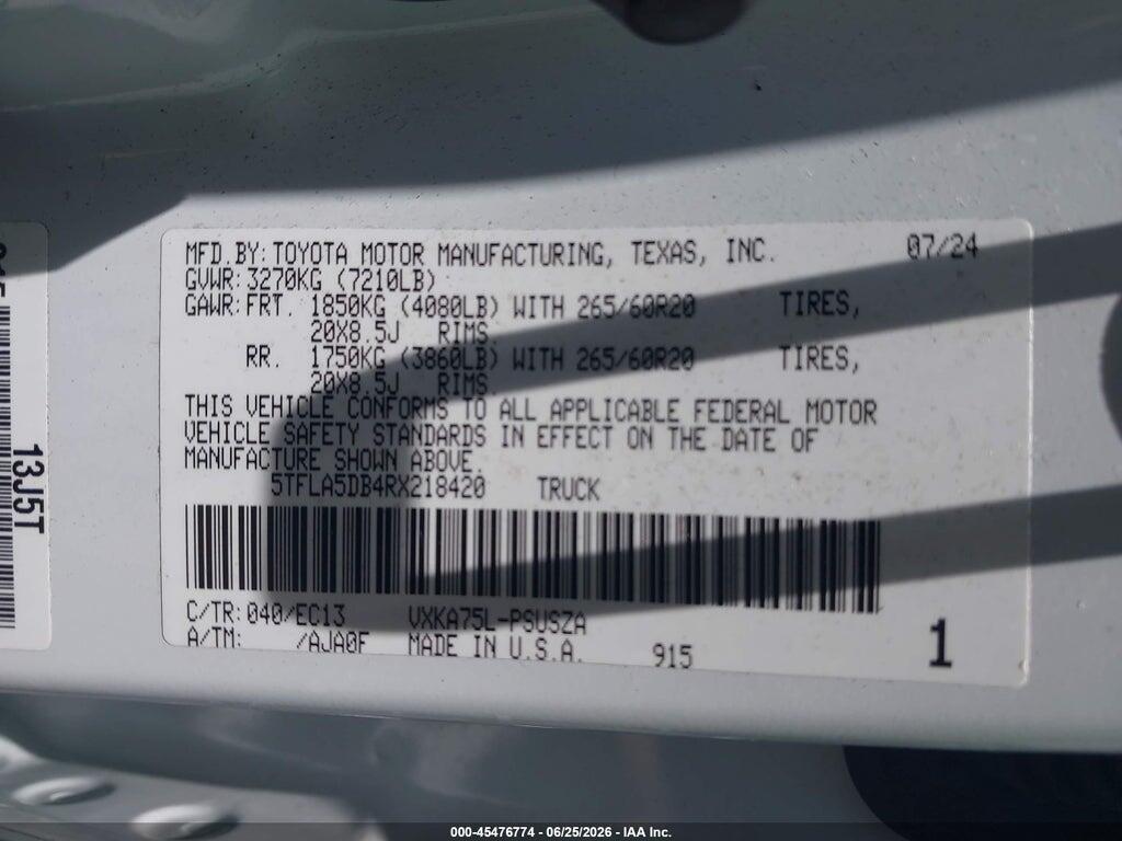 5TFLA5DB4RX218420 2024 TOYOTA TUNDRA photo no. 9