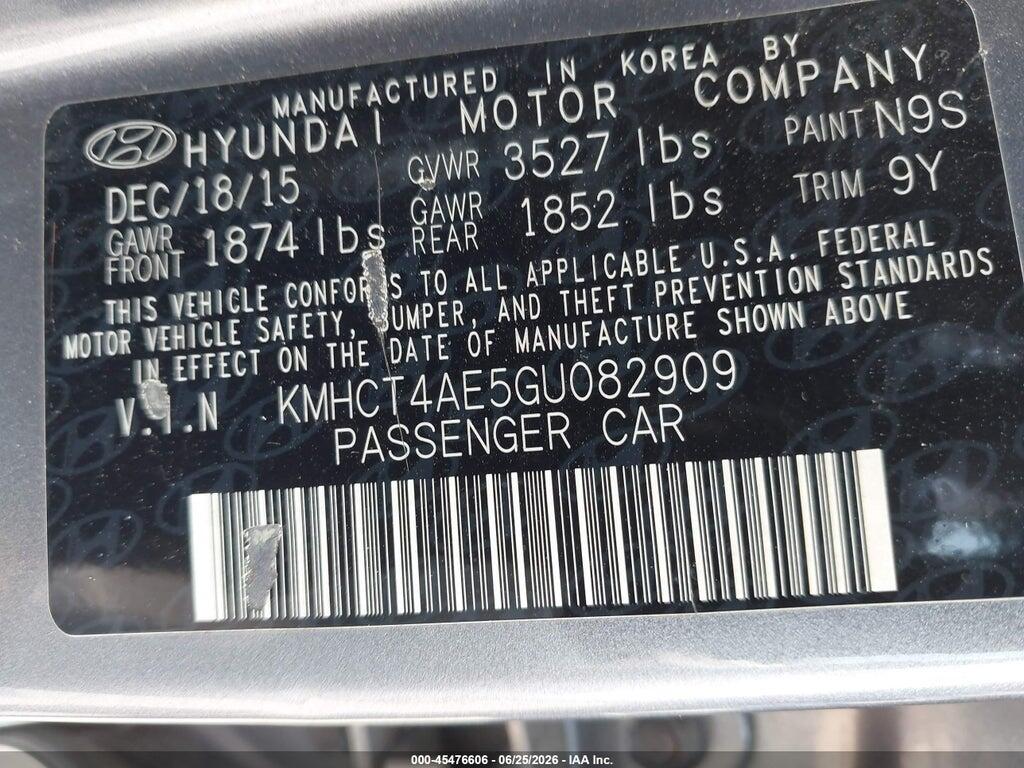 KMHCT4AE5GU082909 2016 HYUNDAI ACCENT photo no. 9