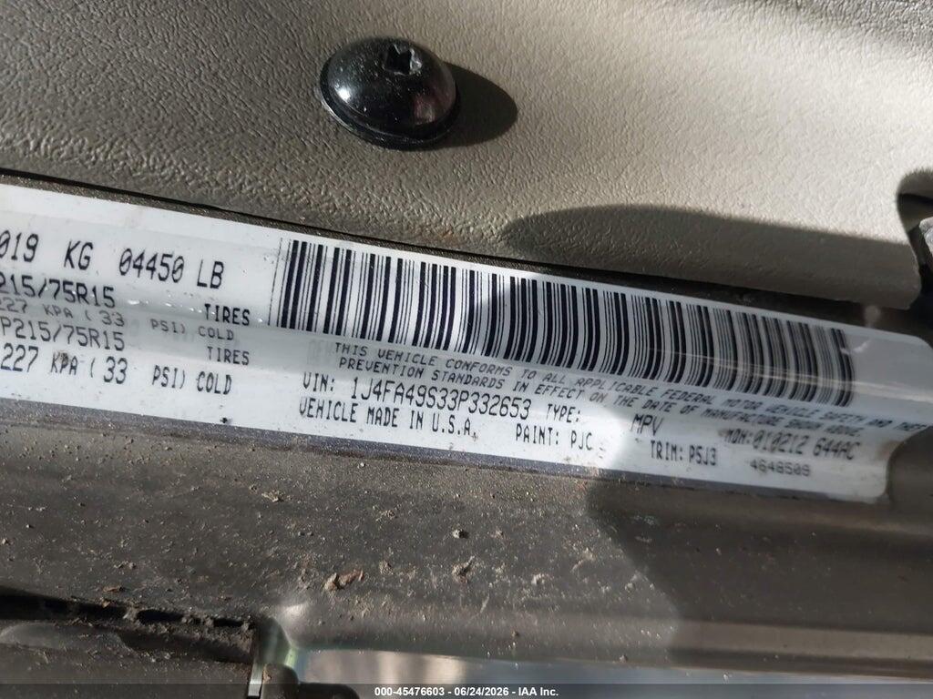 1J4FA49S33P332653 2003 JEEP WRANGLER photo no. 9
