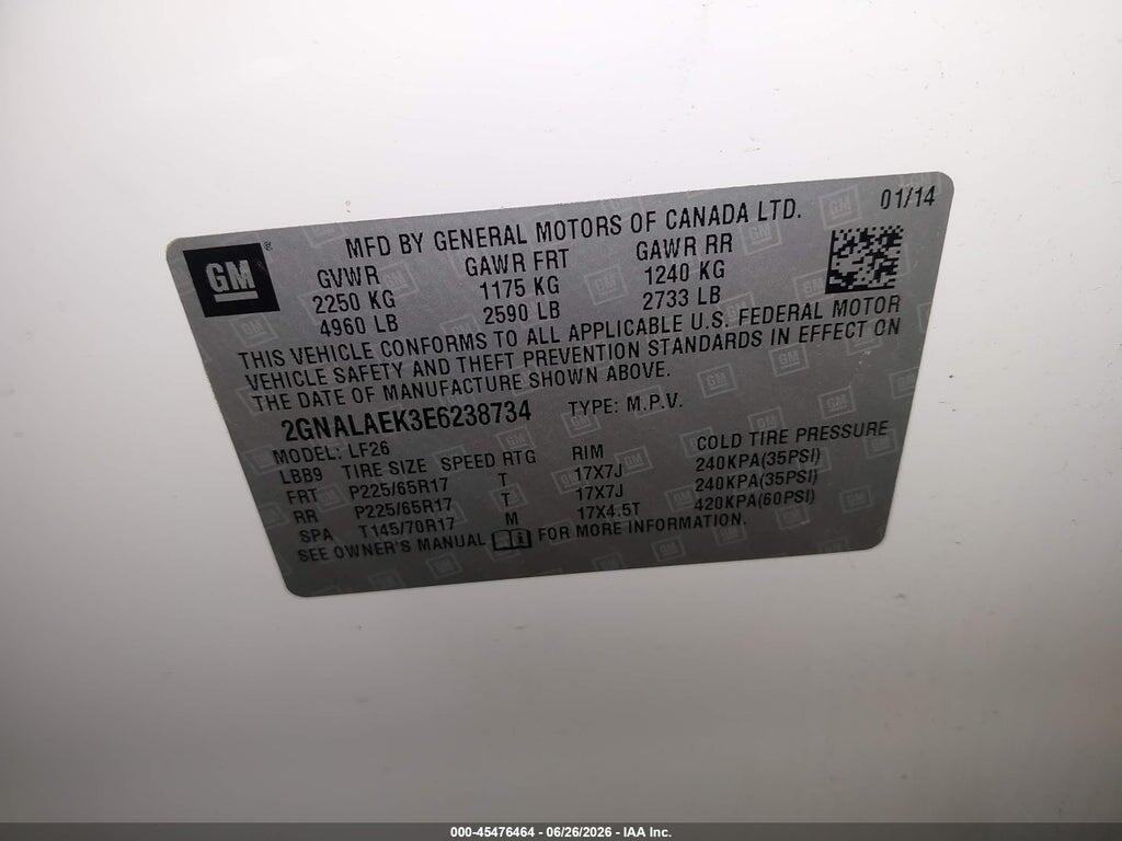 2GNALAEK3E6238734 2014 CHEVROLET EQUINOX photo no. 9