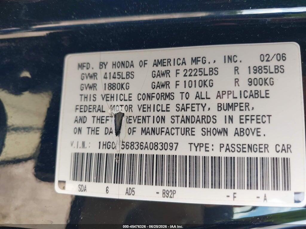 1HGCM56836A083097 2006 HONDA ACCORD photo no. 9