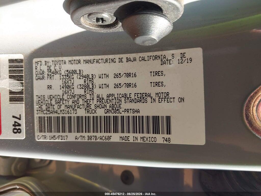 3TMCZ5AN4LM316173 2020 TOYOTA TACOMA photo no. 9