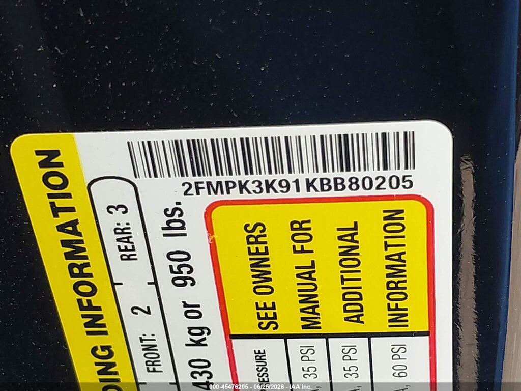 2FMPK3K91KBB80205 2019 FORD EDGE photo no. 9