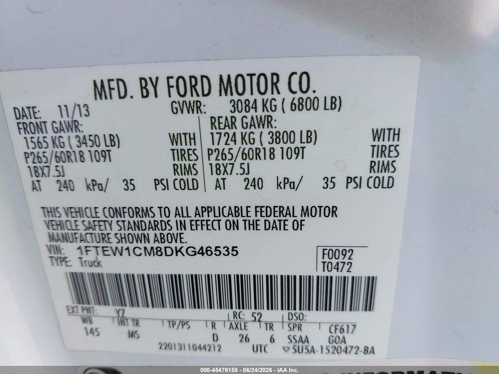 1FTEW1CM8DKG46535 2013 FORD F-150 photo no. 9