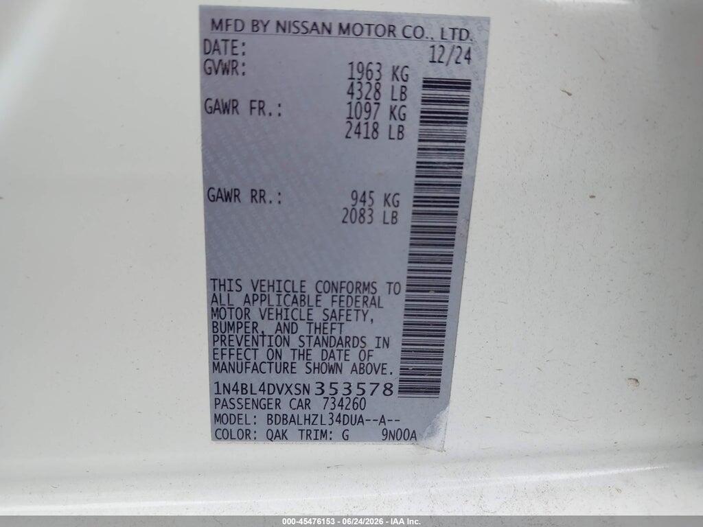 1N4BL4DVXSN353578 2025 NISSAN ALTIMA photo no. 9