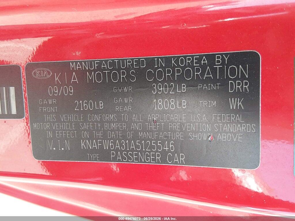 KNAFW6A31A5125546 2010 KIA FORTE KOUP photo no. 9
