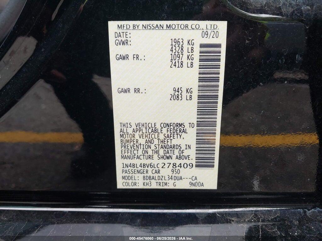 1N4BL4BV6LC278409 2020 NISSAN ALTIMA photo no. 9