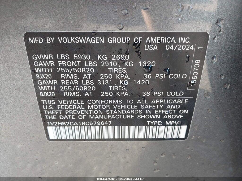 1V2HR2CA1RC579647 2024 VOLKSWAGEN ATLAS photo no. 9