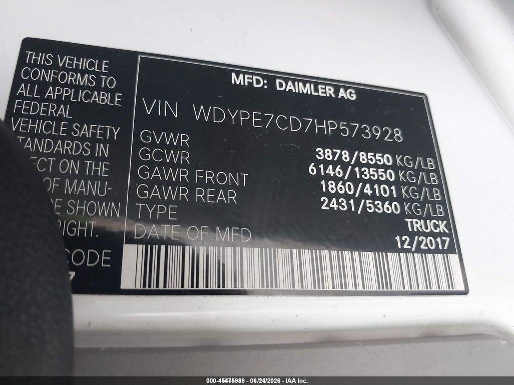WDYPE7CD7HP573928 2017 FREIGHTLINER SPRINTER 2500 photo no. 9
