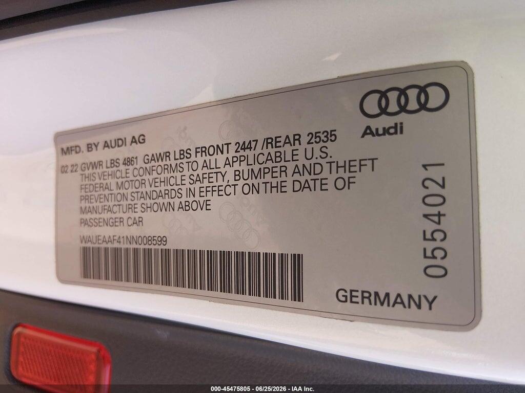 WAUEAAF41NN008599 2022 AUDI A4 photo no. 9