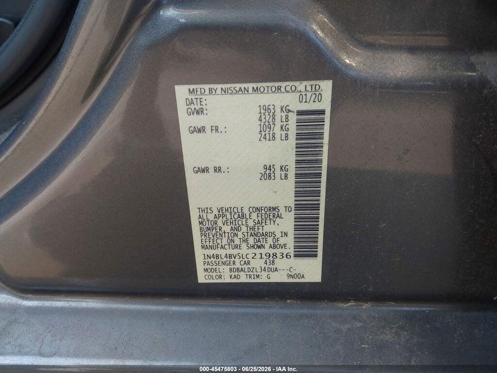 1N4BL4BV5LC219836 2020 NISSAN ALTIMA photo no. 9