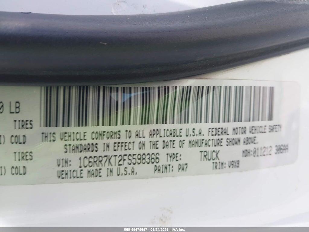 1C6RR7KT2FS598366 2015 RAM 1500 photo no. 9