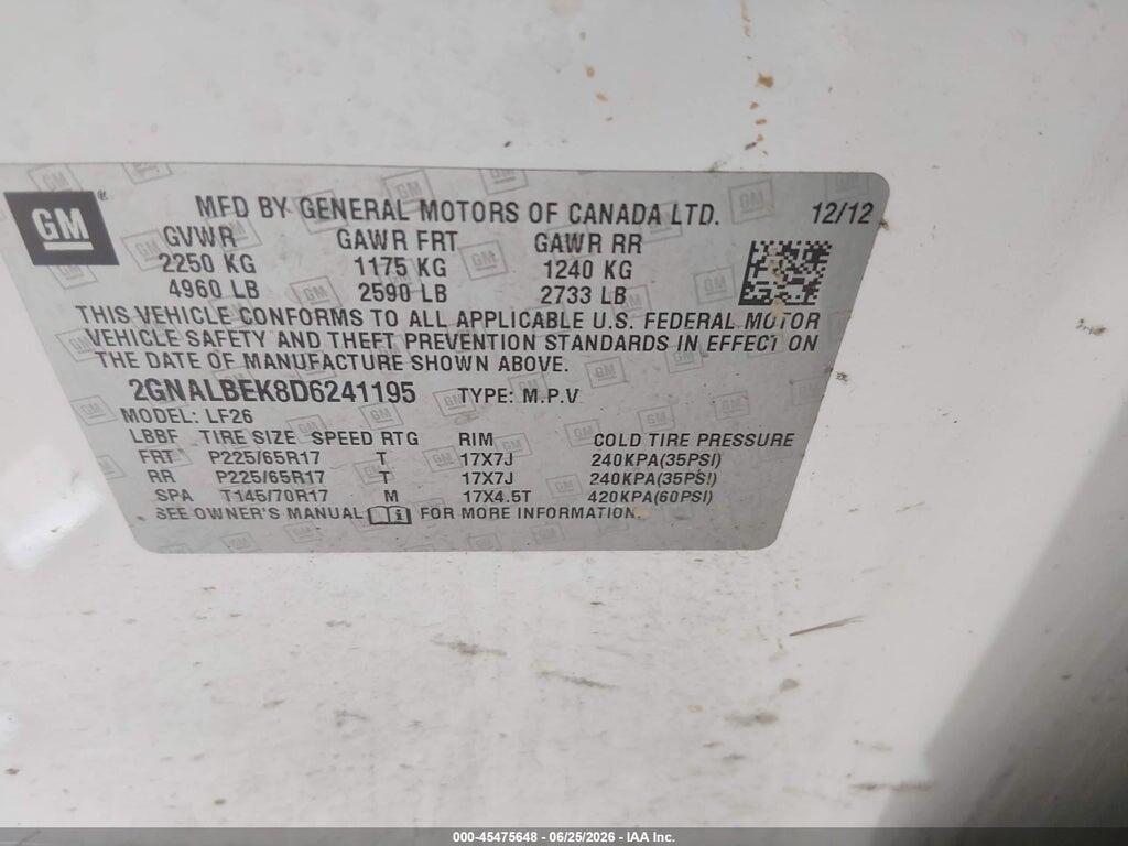 2GNALBEK8D6241195 2013 CHEVROLET EQUINOX photo no. 9