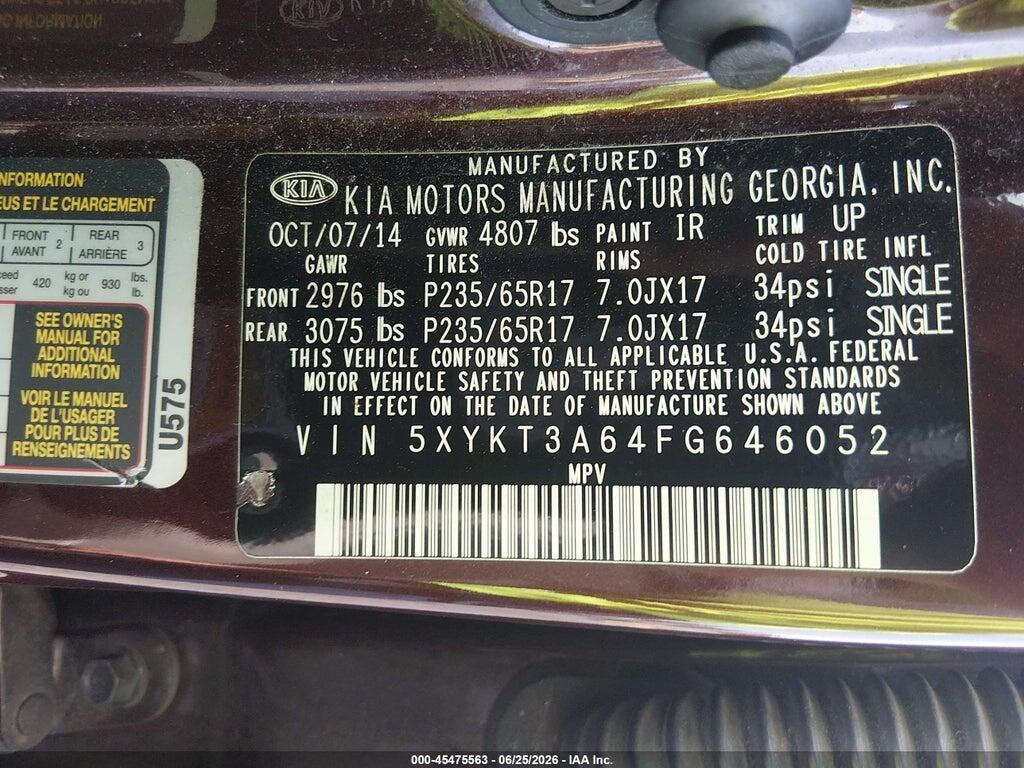 5XYKT3A64FG646052 2015 KIA SORENTO photo no. 9