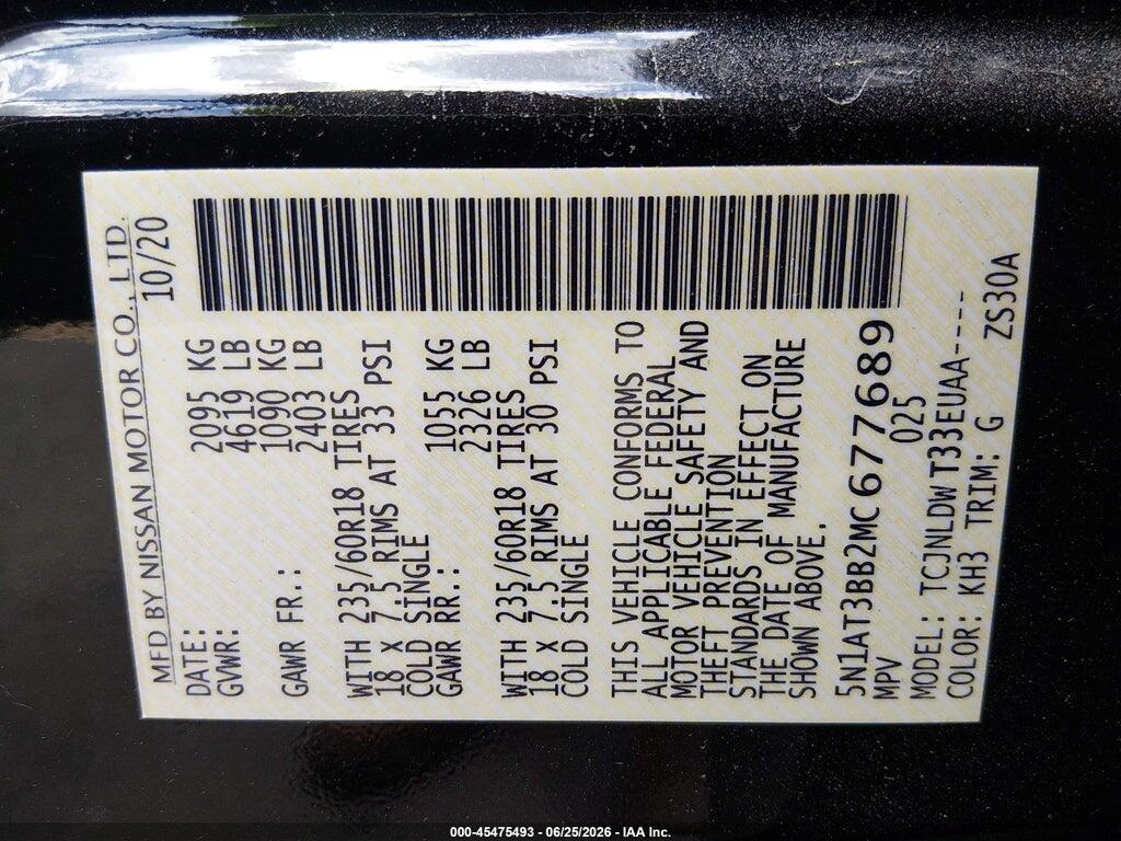5N1AT3BB2MC677689 2021 NISSAN ROGUE photo no. 9