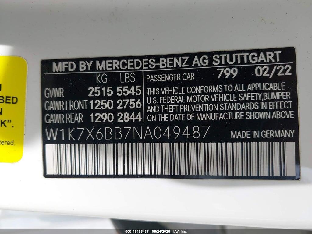 W1K7X6BB7NA049487 2022 MERCEDES-BENZ AMG GT 53 4-DOOR COUPE photo no. 9