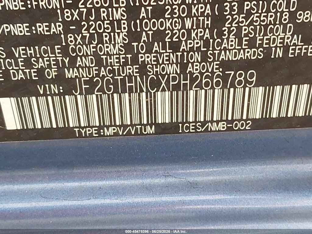 JF2GTHNCXPH266789 2023 SUBARU CROSSTREK photo no. 9