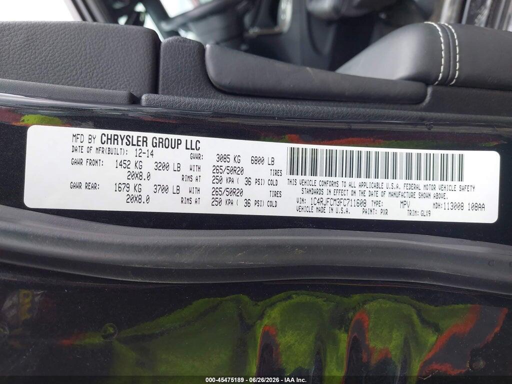 1C4RJFCM3FC711608 2015 JEEP GRAND CHEROKEE photo no. 9