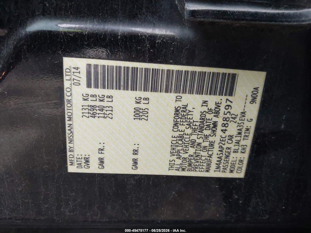 1N4AA5AP2EC488597 2014 NISSAN MAXIMA photo no. 9