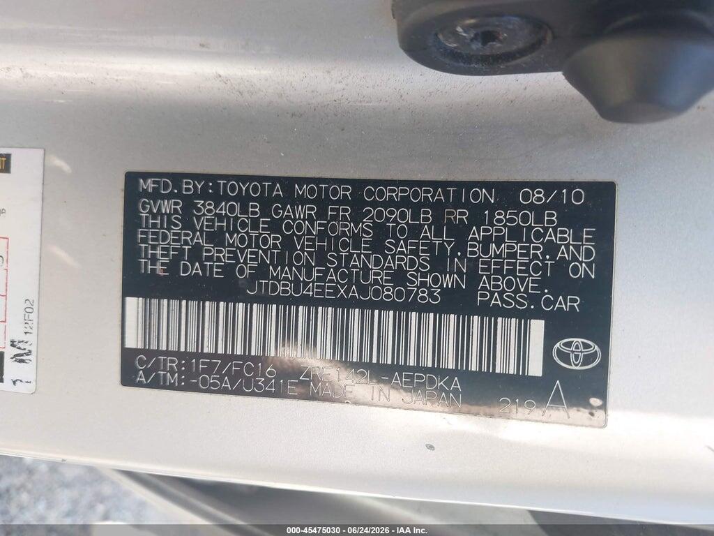 JTDBU4EEXAJ080783 2010 TOYOTA COROLLA photo no. 9