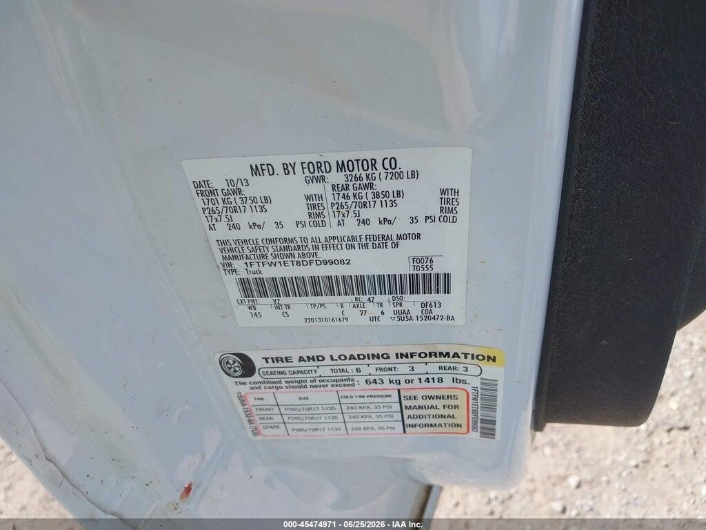 1FTFW1ET8DFD99082 2013 FORD F-150 photo no. 9
