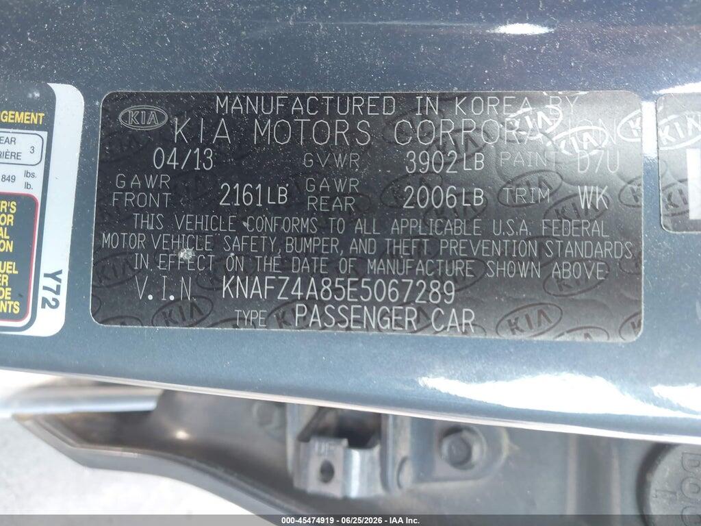 KNAFZ4A85E5067289 2014 KIA FORTE photo no. 9