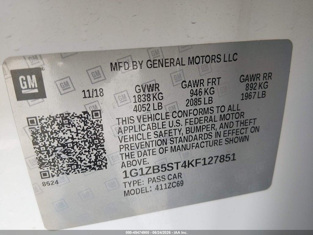 1G1ZB5ST4KF127851 2019 CHEVROLET MALIBU photo no. 9