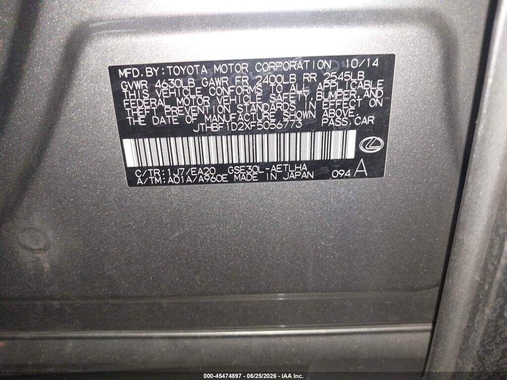 JTHBF1D2XF5056773 2015 LEXUS IS 250 photo no. 9