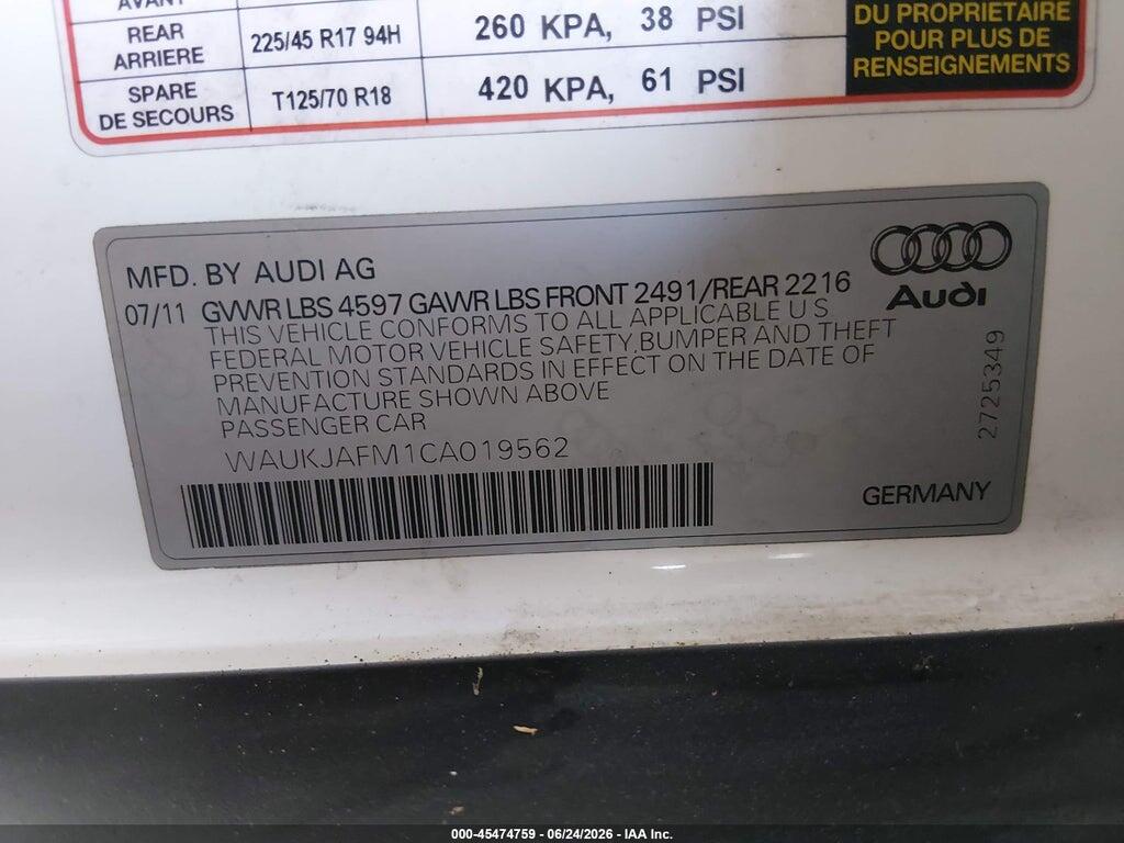 WAUKJAFM1CA019562 2012 AUDI A3 photo no. 9
