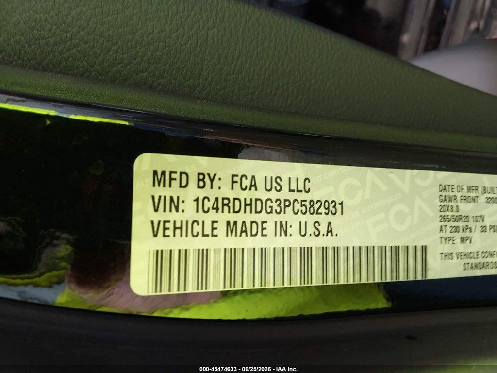1C4RDHDG3PC582931 2023 DODGE DURANGO photo no. 9