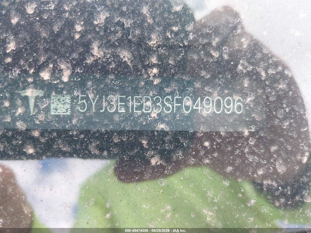 5YJ3E1EB3SF049096 2025 TESLA MODEL 3 photo no. 9