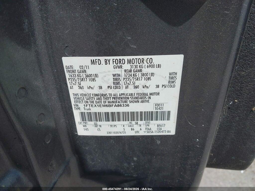 1FTEX1EM6BFA86336 2011 FORD F-150 photo no. 9