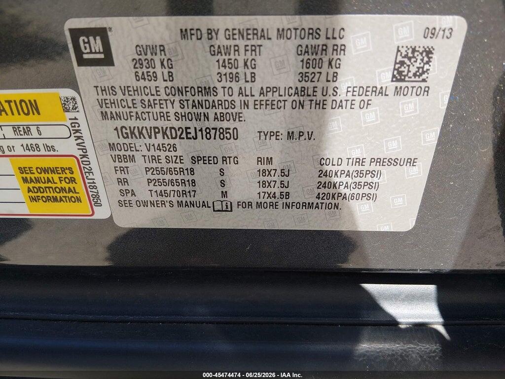 1GKKVPKD2EJ187850 2014 GMC ACADIA photo no. 9