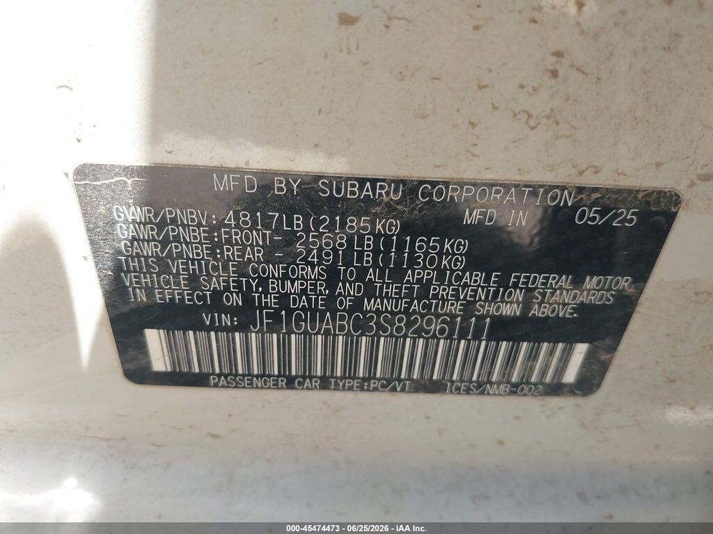 JF1GUABC3S8296111 2025 SUBARU IMPREZA photo no. 9